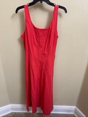 a new day Coral Red Scoop Neck Midi Dress size 6 nwot